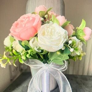 WEDDING BELLES NEW YORK Pink and White Faux Floral Bouquet